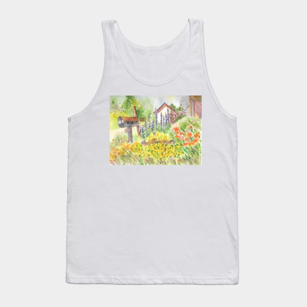 Robert Frost Homestead with June Lupins Tank Top by ROSEANN MESERVE 